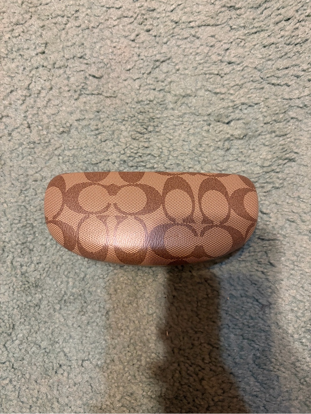 Coach Signature Pattern Hard Shell Eyeglass Case in Brown